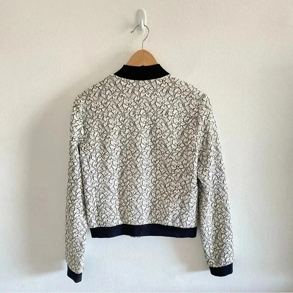 BCBGMaxAzria White and Black Lace Bomber Jacket Sz XS - Picture 7 of 9